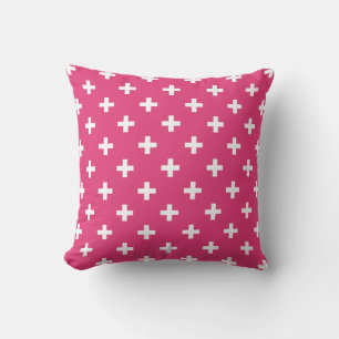 Vitpolka kor på fuchsia kudde