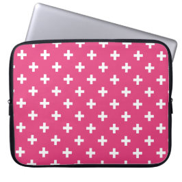 Vitpolka kor på fuchsia laptop fodral