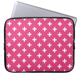 Vitpolka kor på fuchsia laptop fodral
