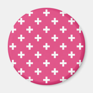 Vitpolka kor på fuchsia magnet