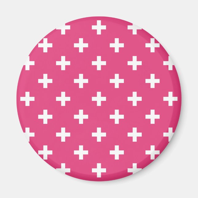 Vitpolka kor på fuchsia magnet (Framsidan)
