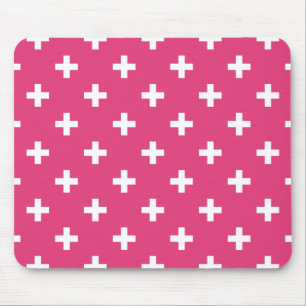 Vitpolka kor på fuchsia musmatta