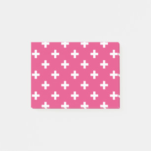 Vitpolka kor på fuchsia post-it block
