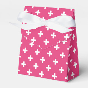 Vitpolka kor på fuchsia presentaskar