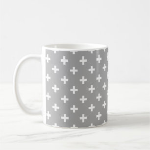 Vitpolka kor på grått kaffemugg