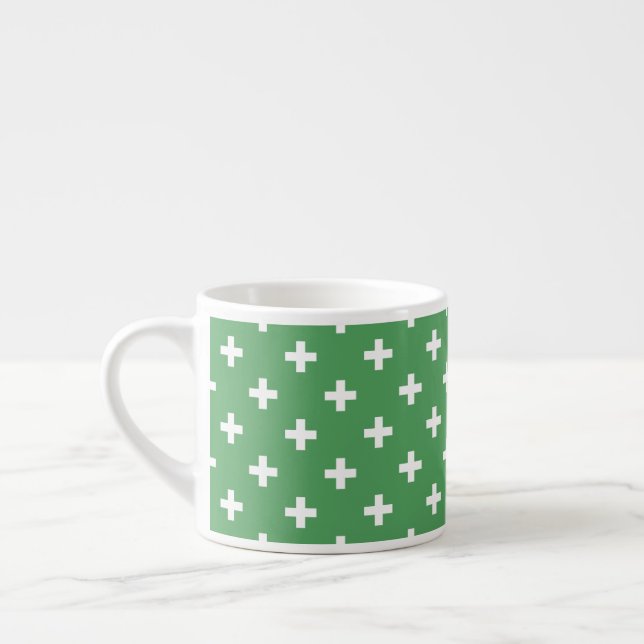Vitpolka kor på grönt espressomugg (Vänster)