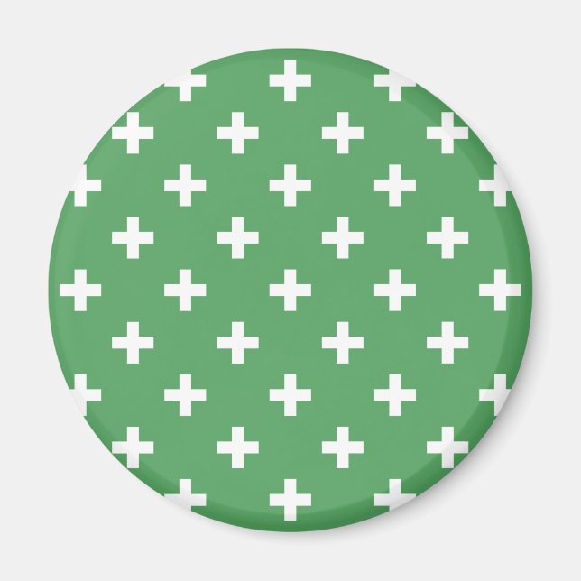 Vitpolka kor på grönt magnet (Framsidan)