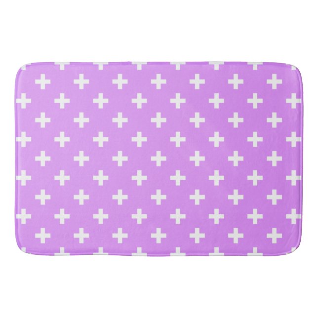 Vitpolka kor på lilac badrumsmatta (Framsidan)