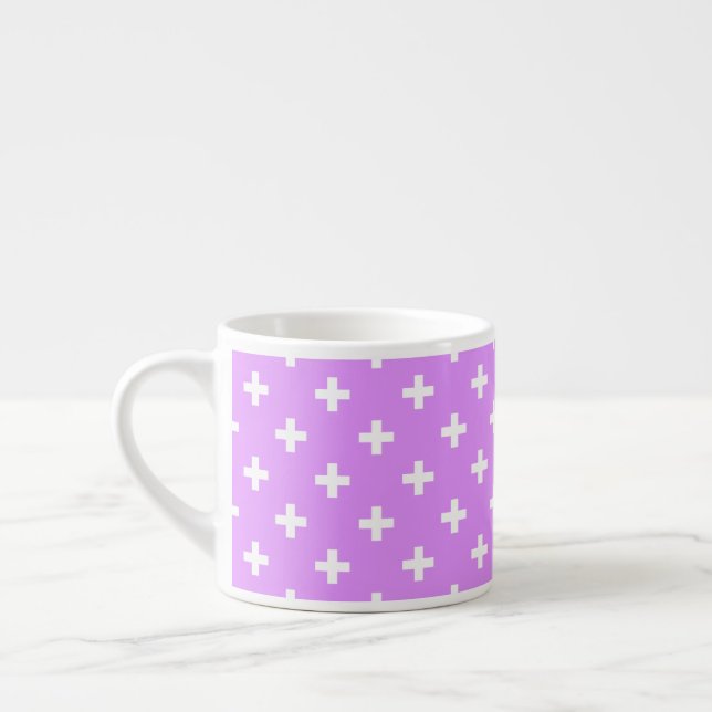 Vitpolka kor på lilac espressomugg (Vänster)
