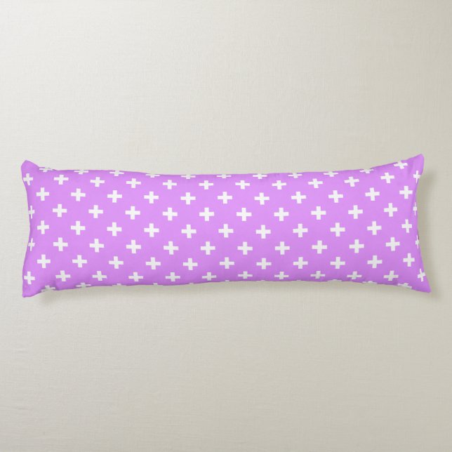 Vitpolka kor på lilac kroppskudde (Baksidan)