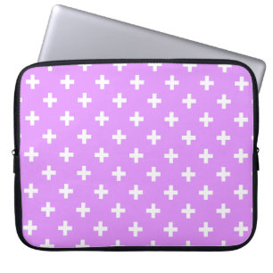 Vitpolka kor på lilac laptop fodral