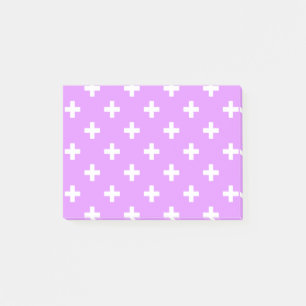 Vitpolka kor på lilac post-it block
