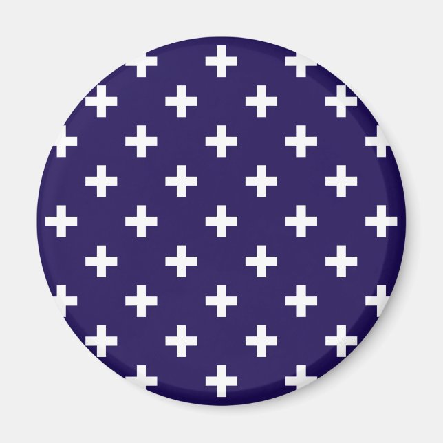 Vitpolka kor på marinblått magnet (Framsidan)