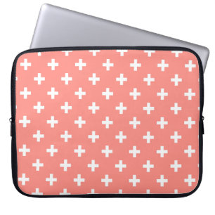 Vitpolka kor på persikor laptop fodral