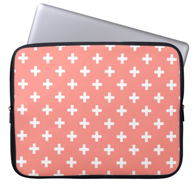 Vitpolka kor på persikor laptop fodral (Framsidan)
