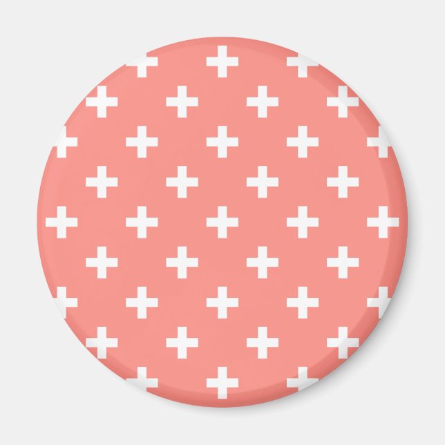 Vitpolka kor på persikor magnet (Framsidan)