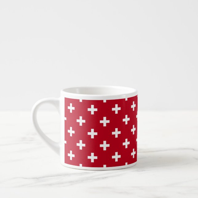 Vitpolka kor på rött espressomugg (Vänster)