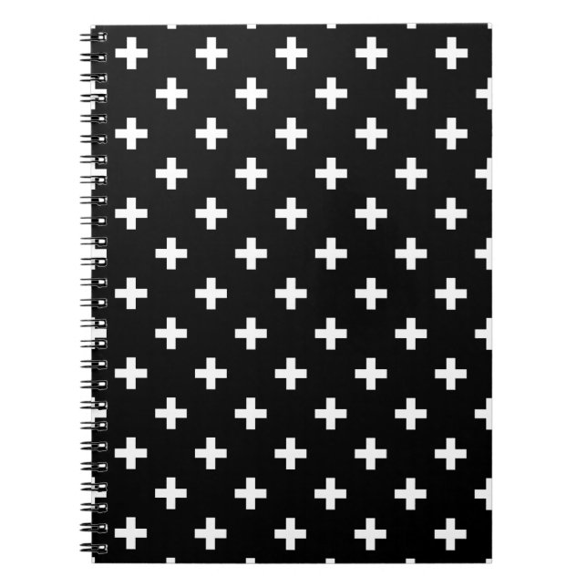 Vitpolka kor på svart anteckningsbok (Framsidan)