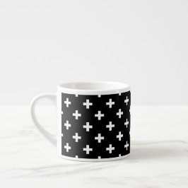 Vitpolka kor på svart espressomugg