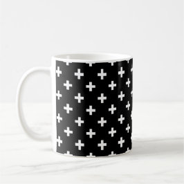Vitpolka kor på svart kaffemugg