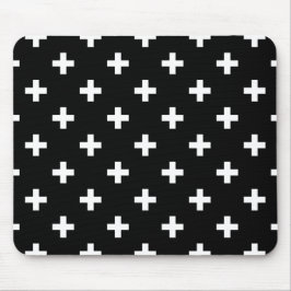 Vitpolka kor på svart musmatta