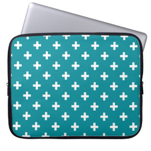 Vitpolka kor på teal laptop fodral