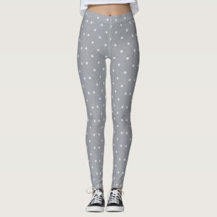 Vitpolkaen pricker mönstergrå färgdamasker för leggings