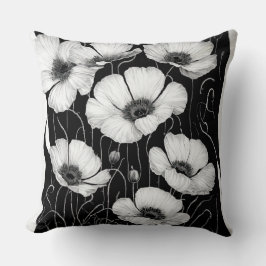 Vitpoppies, abstrakt kudde