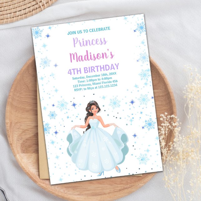 Vitprinsessans födelsedagsinbjudan inbjudningar (White Princess Birthday Invitations)