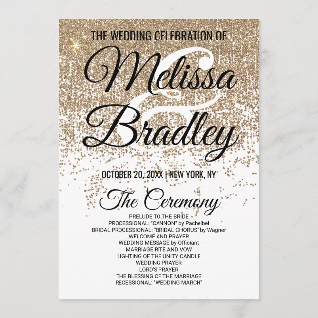 Vitprogram för miniatyrdiagram i guld Glitter Program (Framsida)