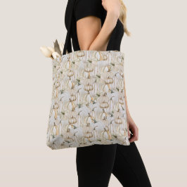 Vitpumpkin Tote Bag | Fall Harvest Halloween Tygkasse