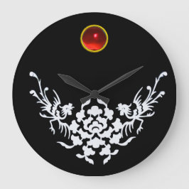 VITRÄCKER OCH BLOMOR, Rödgummi Gem Stone Stor Klocka