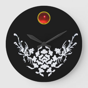 VITRÄCKER OCH BLOMOR, Rödgummi Gem Stone Stor Klocka