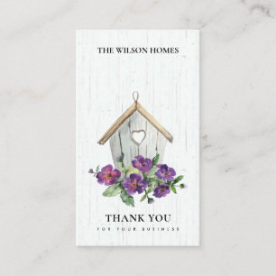 VITRÄDDA WOODEN BLOMMIGT BIRD TACK REALTOR VISITKORT