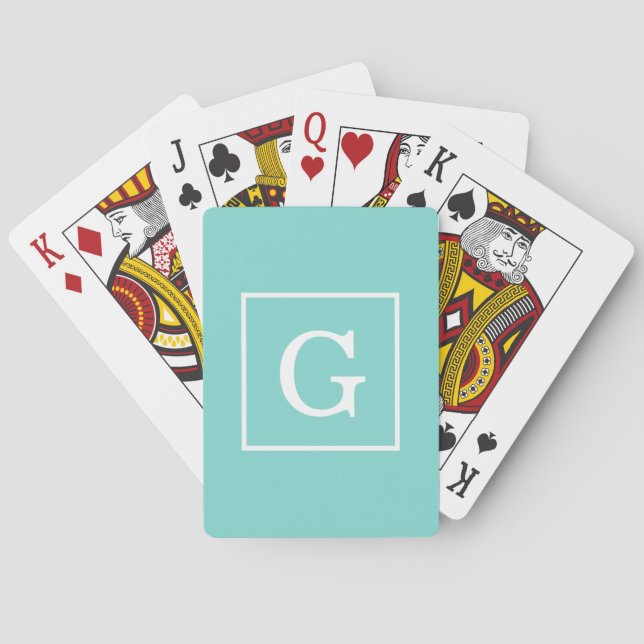 Vitramad vattenlevande Turkos - inledande monogram Casinokort (Baksidan)