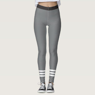 Vitrandar för grund tre på gråa Leggins Leggings