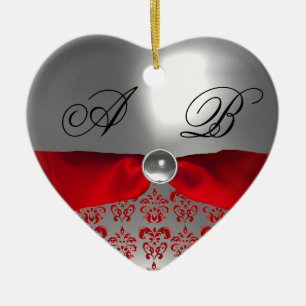 VITRED RIBBON DAMASK GEM STONE MONOGRAM JULGRANSPRYDNAD KERAMIK