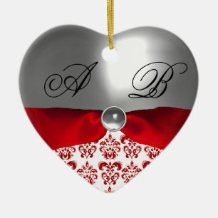 VITRED RIBBON DAMASK GEM STONE MONOGRAM JULGRANSPRYDNAD KERAMIK