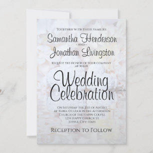 Vitreflekterande Peony Flowers & Hearts Bröllop Inbjudningar