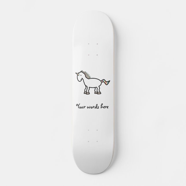 Vitregnbågeunicorn Skateboard Bräda 20,5 Cm (Framsida)