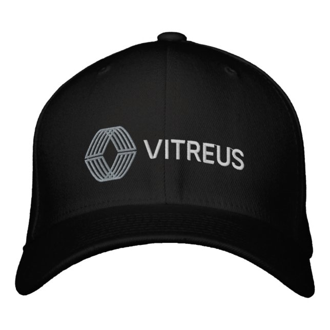 VITREUS Embroized Flexfit Wool Cap | SVART Broderad Keps (Framsida)