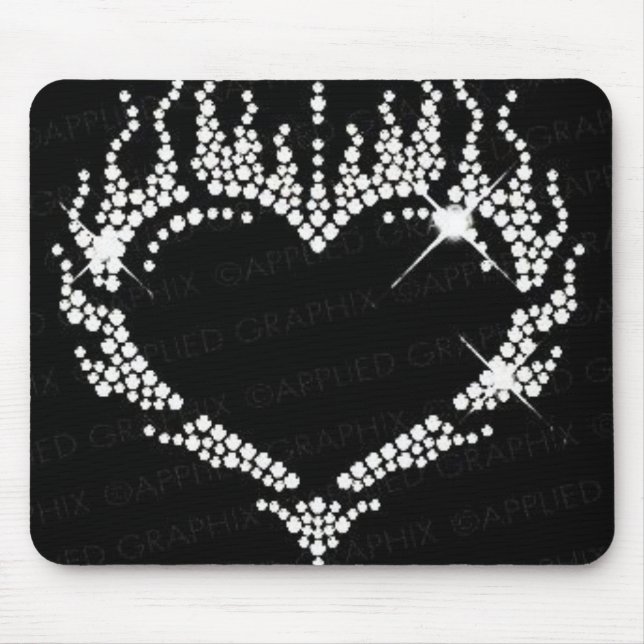 VitRhinestonehjärta Mousepad Musmatta (Framsidan)
