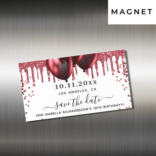 Vitröda ballonger från födelsedagen spara datum ma (Skapare uppladdad)