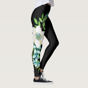 Vitroma blommor Corsage Design Stripe Black Leggings