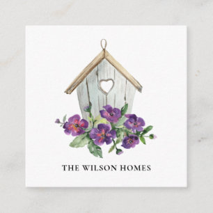 VITRUSTISK BLOMMIGT BIRDHOUSE REAL GODS REALTOR FYRKANTIGT VISITKORT