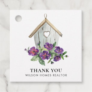 VITRUSTISK BLOMMIGT BIRDHOUSE REALTOR TACK GÅVOR ETIKETTER