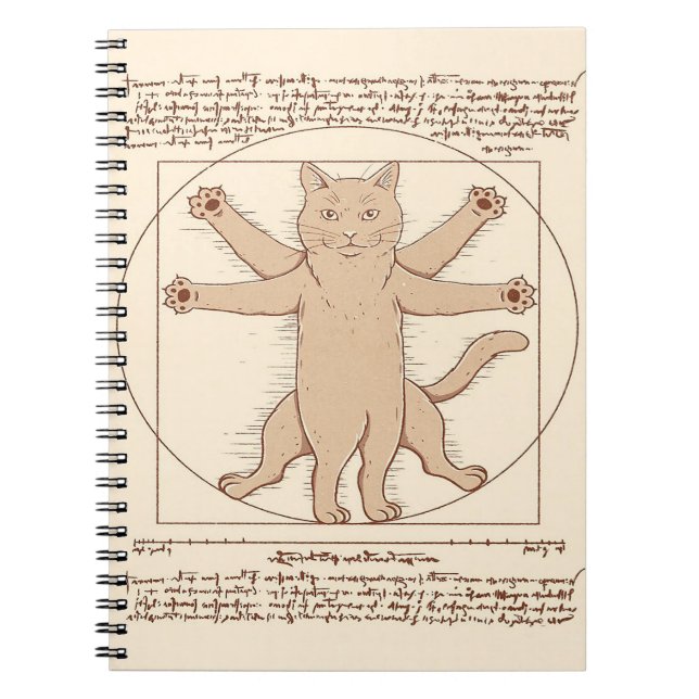 Vitruvian Cat |Konstruktion av akut katt Anteckningsbok (Framsidan)