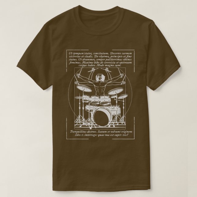 Vitruvian Drummer Rock musik I Rock and roll Drums T Shirt (Design framsida)