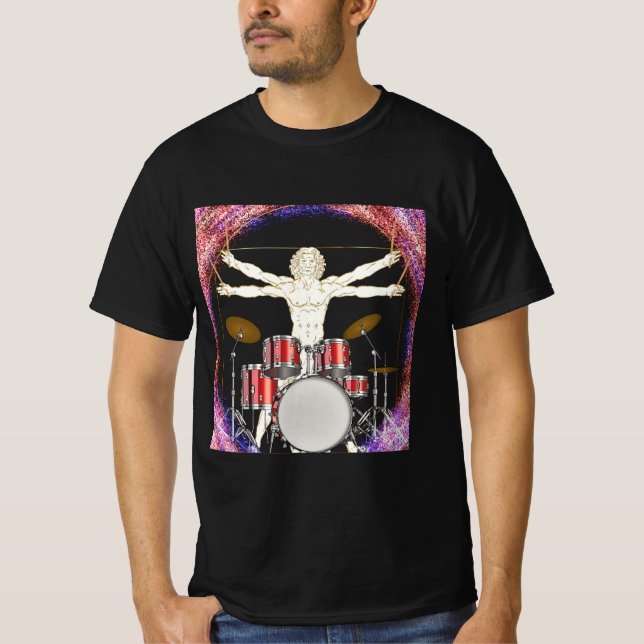 Vitruvian Drummer T-Shirt (Framsida)