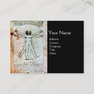 VITRUVIAN MAN, Antique Black Parchment Visitkort